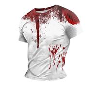 Disfraz de manos sangrientas para hombre, camiseta sangrienta con texto en inglés "Problem Solved Bloody Shirt Blood Stained Scary Halloween Merchandise Tshirts Problem Solved I'm Fine I'm Fine It's