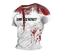 Disfraz de manos sangrientas para hombre, camiseta sangrienta con texto en inglés "Problem Solved Bloody Shirt Blood Stained Scary Halloween Merchandise Tshirts Problem Solved I'm Fine I'm Fine It's