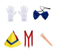 Disfraz de marioneta para adultos, disfraz de personajes de libro de cuentos con tirantes de nariz larga, corbata, guantes, accesorios para Halloween, Halloween, cosplay, fiesta de disfraces