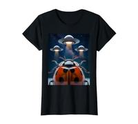 Disfraz de Mariquita alienígena ovnis Lady Bug decoración de Fiesta Mariquita Camiseta gráfica económica, Mujer, Negro, L