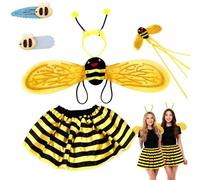 Disfraz de Mariquita para niña 6 Piezas, Vestido de Tul Rojo con Puntos Negros, alas Plegables, Diadema con Antenas, Varita mágica, Pinza de Flor y Broche, Talla 3 a 12 años para Carnaval, H