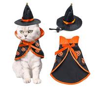 Disfraz de mascota de Halloween, capa de vampiro para perro o gato con sombrero de bruja, chal de Halloween para perros de talla pequeña y gato, ideal para Navidad, fiestas, cosplay decoración