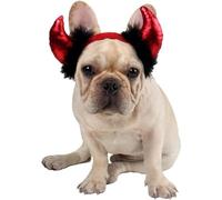 Disfraz de Mascota de Halloween, Diadema con Cuerno de Diablo para Perro, Accesorios de Vestir para Gatos para Perros pequeños, Rojo Ajustable