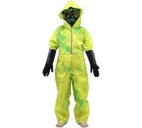 Disfraz de materiales peligrosos con capucha y cremallera sangrienta para niños. Incluye traje, guantes y máscara. Disfraces infantiles para cosplay, Halloween, fiestas. Talla M. Disfraces infantile