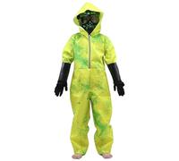 Disfraz de materiales peligrosos con capucha y cremallera sangrienta para niños. Incluye traje, guantes y máscara. Disfraces infantiles para cosplay, Halloween, fiestas. Disfraces infantiles de Hall