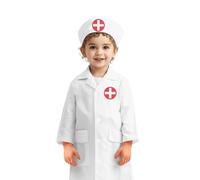 Disfraz De Médico Para Niños - Uniforme De Enfermera En Bata Blanca De Laboratorio Para 3-8 Años, Poliéster | Tela Arenada Juego De Ficción Para El Día De La Carrera De Cosplay De Prestazi