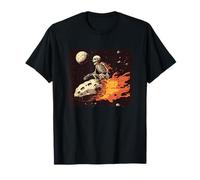 Disfraz de meteorito llamas con esqueleto para adultos y niños Camiseta