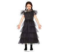 FIESTAS GUIRCA Disfraz de Chica de Familia Gótica Reina de la Noche - Vestido Negro Elegante - Disfraz Teens Halloween de 14-16 Años