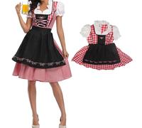 Disfraz de mimbre del festival de cerveza de estilo nacional Oktoberfest Dirndl vestido con traje uniforme de doncella de mono (XL)