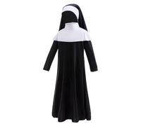Disfraz de Monja para Niñas, Blanco y Negro, 6-12 Años Túnica negra, Manga larga, Conjunto de 3 piezas, Velo y cuello blanco, Carnaval y Halloween, Fiesta de cumpleaños Comodidad