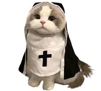 Disfraz de monja para perro, disfraz de monja, disfraz de Halloween, bonito disfraz para mascotas, hábito de hermana, tela para mascotas para gatos pequeños