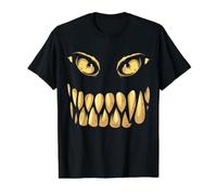 Disfraz de Monstruo de Ojos Amarillos con Dientes Perezosos Camiseta gráfica económica, Hombre, Negro, S