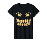 Disfraz de Monstruo de Ojos Amarillos con Dientes Perezosos Camiseta gráfica económica, Mujer, Negro, XL