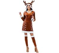 Disfraz de Mujer Ciervo Vestido de Sophie Disfraz de Animal del Bosque marrón Carnaval (L)