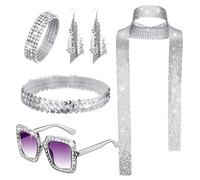 Disfraz de mujer de los años 70, juego de joyas de disfraces retro - Nuevos disfraces con pendientes, gafas de sol, disfruta de la pista de baile con nuestro disfraz de años