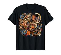 Disfraz de murciélago con Patrones Florales de Flores y Regalos temáticos de murciélago Camiseta gráfica económica