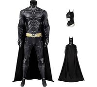 Disfraz de murciélago para adultos, máscara de murciélago para hombre, traje de superhéroe Dark Knight con máscara y capa, disfraz para fiesta de Halloween (2XL)