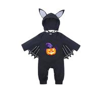 Disfraz de murciélago para bebé, mi Halloween, recién Nacido, niño y niña, Mono de Calabaza de Manga Larga con murciélago Negro y Sombreros a Juego, Divertido y cómodo.