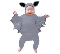 Disfraz de murciélago para bebé, mi Primer Traje Halloween, Disfraz recién Nacido, niño y niña, Mono Manga Larga Negro con Sombreros Mono Automovilismo