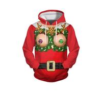 Disfraz de Navidad con capucha para hombre con capucha para hombre, otoño, invierno, Navidad, con capucha de manga larga, sudadera divertida e interesting All Print Pocket Top para celebraciones