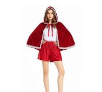 Disfraz de Navidad de Caperucita Roja para niños, disfraz de cosplay, capa con capucha, capa de terciopelo recortada de encaje, ropa corta de rendimiento, atuendo de vacaciones