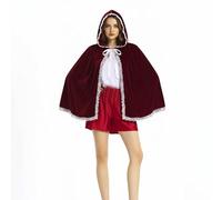 Disfraz de Navidad de Caperucita Roja para niños, disfraz de cosplay, capa con capucha, capa de terciopelo recortada de encaje, ropa corta de rendimiento, atuendo de vacaciones