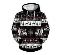 Disfraz de Navidad genérico con capucha para hombre sudadera para hombre Otoño Invierno Navidad con capucha de manga larga sudadera divertida e interesting All Print Pocket Top para vacaciones de