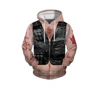 Disfraz de Navidad genérico para hombre, sudadera con capucha de manga larga, divertida e interesting All Print Pocket Top para fiestas de Navidad, Le Noir, XXL