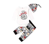 Disfraz de Navidad infantil para bebé, niño o niña, conjunto de pijama de Navidad para bebé, unisex con mi primera Navidad o motivos navideños impresos, Gris+blanco, 0-3 Meses