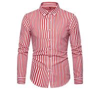 Disfraz de Navidad para hombre, camisas para hombre, regalo de cumpleaños, a rayas, casual, manga larga, con cuello abatible, camisa blanca para hombre, rosso, XL