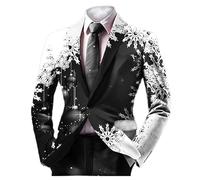Disfraz de Navidad para hombre Chaqueta Boho para hombre dos botones Retro Ethnic Estilo Smoking Open Front Business Casual Chaqueta al aire libre solapa ancha relajada minimalista para ciudad, Le