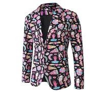 Disfraz de Navidad para hombre Chaqueta Textual Festival Leisure Smoking Top Lino Smoking Hombre Chaqueta al aire libre Estilo Casual para Ciudad Ocio, rosa, XXXL