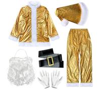 Disfraz de Navidad para hombre, traje dorado de Papá Noel, traje de actuación escénica, ropa de fiesta, cosplay, disfraz de celebración, vestido de Navidad de lujo, disfraz de Navidad para hombre
