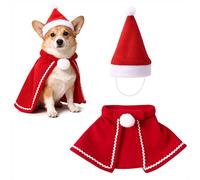 Disfraz de Navidad para Mascotas Ajustable Sombrero y Capa para Perros Gatos Juegos de rol Ropa Divertida para Mascotas Cachorros Gatos