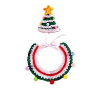 Disfraz de Navidad para mascotas | Collar de gato de punto para gatos y perros pequeños | Disfraz suave tejido a mano para conejos, schnauzer y bichón frisé
