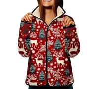 Disfraz de Navidad para mujer, chaqueta acolchada ligera con botones, chaqueta de entretiempo, cuello alto, resistente al viento, chaqueta de plumón, chaqueta de manga larga, chaqueta de Navidad