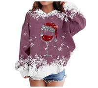 Disfraz de Navidad para niña de 12 años de manga larga con capucha casual estampado reno Navidad para niños tendencia bolsillo deportivo Top sudadera niña