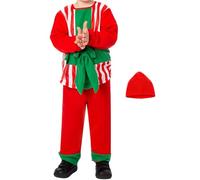 Disfraz de Navidad - Poliéster, Kids Holiday Outfit Set Red And Green | Festive Cosplay Accessories Fun Dress-Up, Holiday Performance Costume For Family Photos, School Events, Birthday Party