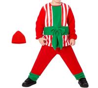 Disfraz de Navidad - Poliéster, Kids Holiday Outfit Set Red And Green | Festive Cosplay Accessories Fun Dress-Up, Holiday Performance Costume For Family Photos, School Events, Birthday Party