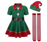 Disfraz de Navidad rojo y verde, disfraces de ayuda de Santa para mujeres, traje de Navidad para adultos, niños, trajes de cosplay de Santa ayudante