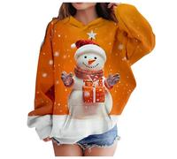 Disfraz de Navidad, sudadera con capucha de manga larga, informal, estampado gráfico, muñeco de nieve, Navidad, para niñas, linda, cómoda, ropa para niña, 12 años
