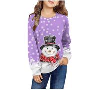 Disfraz de Navidad, sudaderas con capucha para niña, manga larga, cuello redondo, informal, sin capucha, estampado de Navidad, otoño e invierno, para niñas, moda, ropa de niña, 12 años