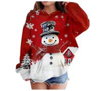 Disfraz de Navidad suéter de niña de 12 años de manga larga con capucha casual impreso carta de muñeco de nieve Navidad para niñas linda ropa sudadera niña