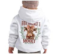 Disfraz de Navidad suéter de niña de 12 años de manga larga con capucha casual suelto impreso lindo para niños y niñas deporte Top sudadera niña