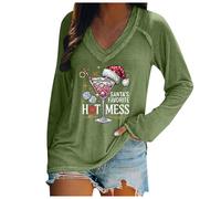 Disfraz de neón para mujer, camiseta divertida de Papá Noel, camiseta ligera con cuello en V para mujer, cárdigan vestido para mujer, verde, XL
