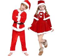 Disfraz de Noel para Chico y Chica- Disfraz Mamá Noel Niña- Disfraces Papa Noel Niño- Cosplay Santa Claus Navidad Conjunto de Navidad para Mascarada Año Nuevo Cosplay Fiesta Temática
