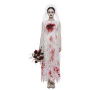 Disfraz de Novia para Mujers 2026Vestido de Fantasma Gótico Novia Cadáver Estilo Terrorífico Ideal para Halloween Fiestas Disfraces y Noche Fiesta Disfraz CarnavalVestido medieval (C-White, XL)