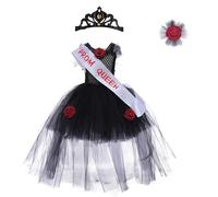 Disfraz De Novia Zombie Para Niñas - Vestido De Novia De halloweên Con Velo | Ajuste De Cosplay Gótico Suave Para Niños De 2 A 10 Años | Disfraz De Boda Espeluznante Para Fiestas, Truco O Trato Y Sesi