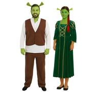 Disfraz de ogro para parejas, disfraz de princesa adulta con peluca y ogro con orejas de ogro y pintura facial verde, perfecto para Halloween, fiestas, cosplay y eventos temáticos (ogro XL + princesa