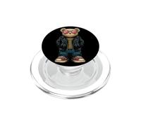 Disfraz de Oso de Peluche con Chaqueta de Cuero Negro PopSockets PopGrip para MagSafe